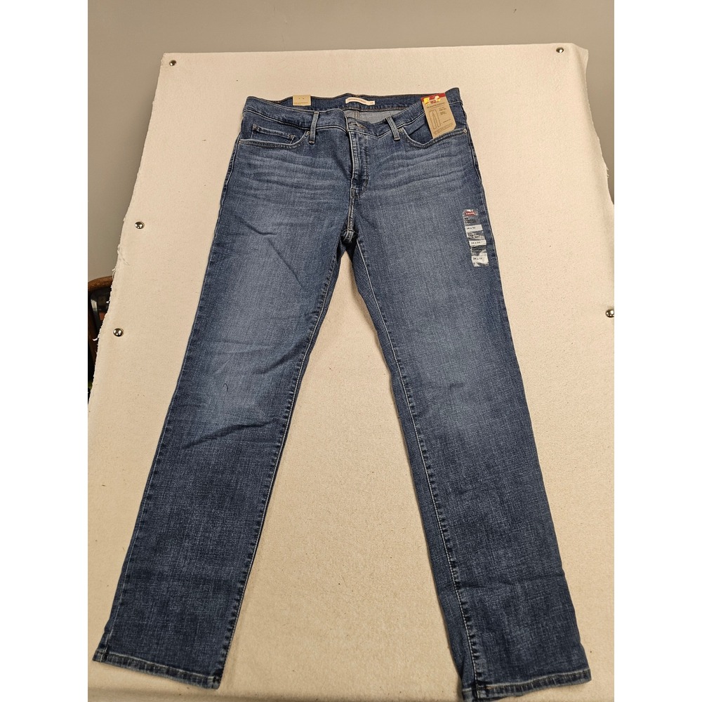 Levis 314 Shaping Straight Jeans Womens 34x32 Medium‎ Wash Blue Denim New
